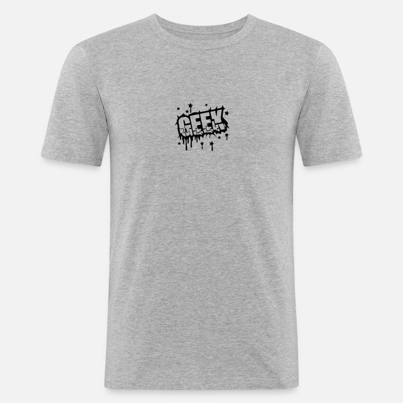 Geek Zerbrochenes Graffiti Design - Men's Slim Fit T-Shirt - heather grey