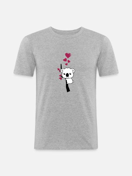 koala doux 002 - T-shirt près du corps Homme - gris chiné
