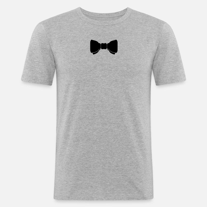 Fliege / bow tie (C, 1c) - Männer Slim Fit T-Shirt - Grau meliert