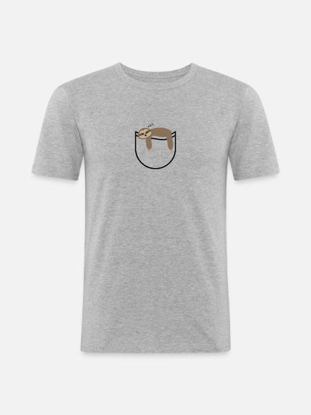 Pocket sloth - Men's Slim Fit T-Shirt - heather grey