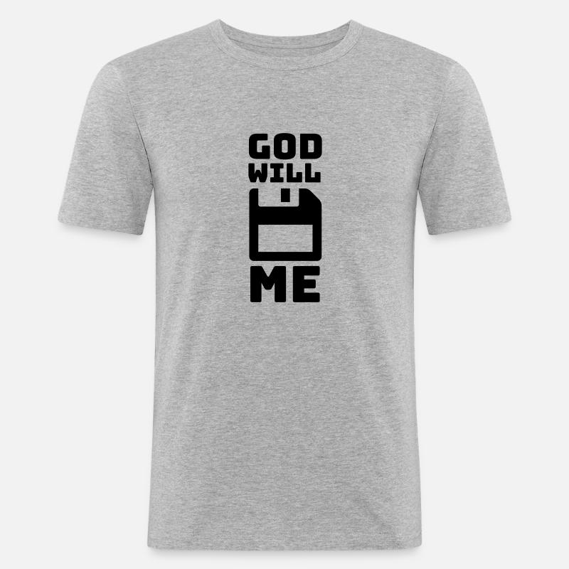 god will save me - Männer Slim Fit T-Shirt - Grau meliert