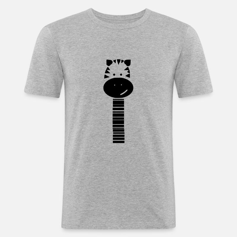 süßes Zebra mit langem Hals - Männer Slim Fit T-Shirt - Grau meliert