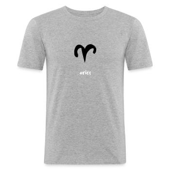 Zodiaque Bélier - T-shirt près du corps Homme - gris chiné - Devant - Nik (191cm)