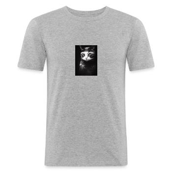 sad cat - Men's Slim Fit T-Shirt - heather grey - Front - Nik (191cm)