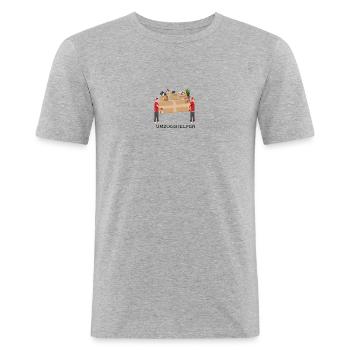 Umzugshelfer - Umzug - Danke - Männer Slim Fit T-Shirt - Grau meliert - Vorne - Nik (191cm)