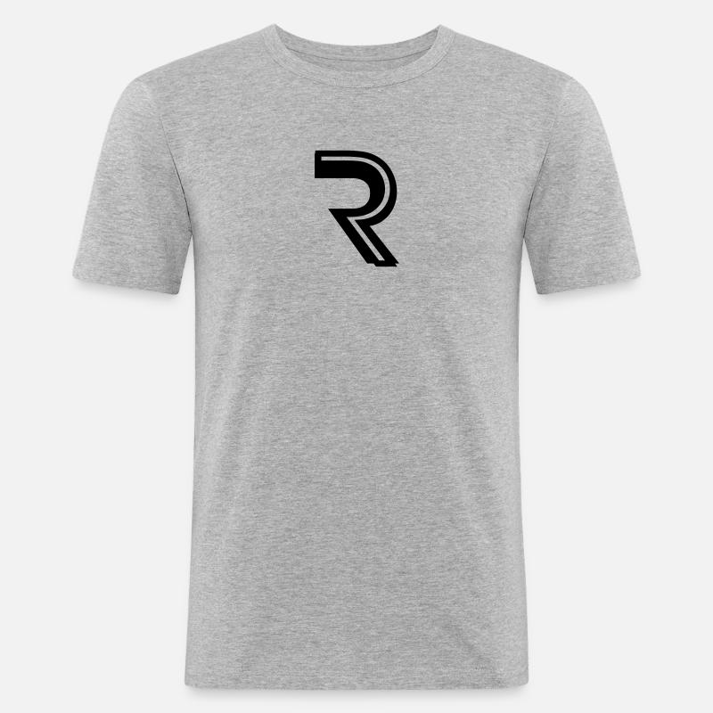 R Logo - Männer Slim Fit T-Shirt - Grau meliert