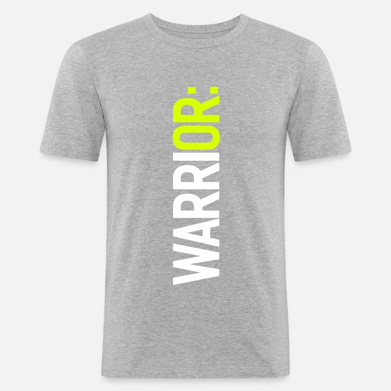 KRIEGER: (oder ich!) - Männer Slim Fit T-Shirt - Grau meliert