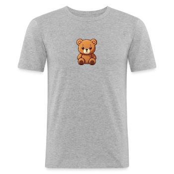 Ourson - T-shirt près du corps Homme - gris chiné - Devant - Nik (191cm)