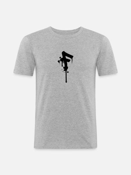 F graffiti drops Farbklex spray - Men's Slim Fit T-Shirt - heather grey
