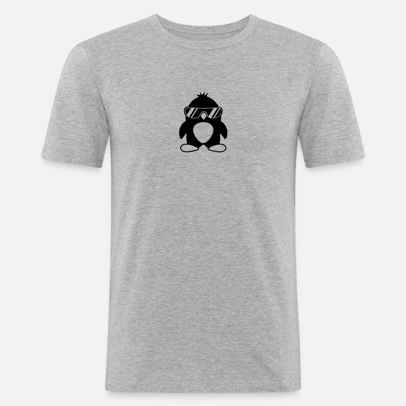 Cool Penguin - Männer Slim Fit T-Shirt - Grau meliert