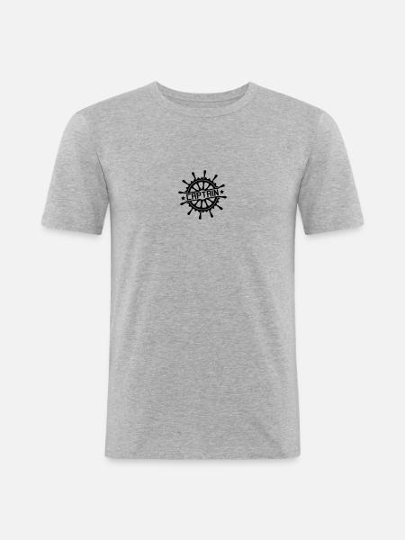 Captain steering wheel stamp logo - Men's Slim Fit T-Shirt - heather grey