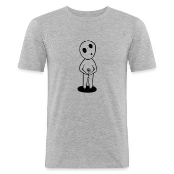 SYLVANN : le Sylvain à la fleur - version noire - T-shirt près du corps Homme - gris chiné - Devant - Nik (191cm)