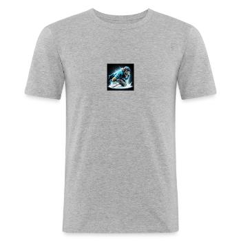 Ice Hockey Player Comic Isolated - Men's Slim Fit T-Shirt - heather grey - Front - Nik (191cm)