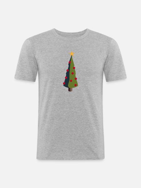 Weihnachtsbaum - Männer Slim Fit T-Shirt - Grau meliert