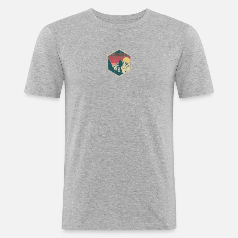 Sunset Summit Climber Hex-Abzeichen - Männer Slim Fit T-Shirt - Grau meliert