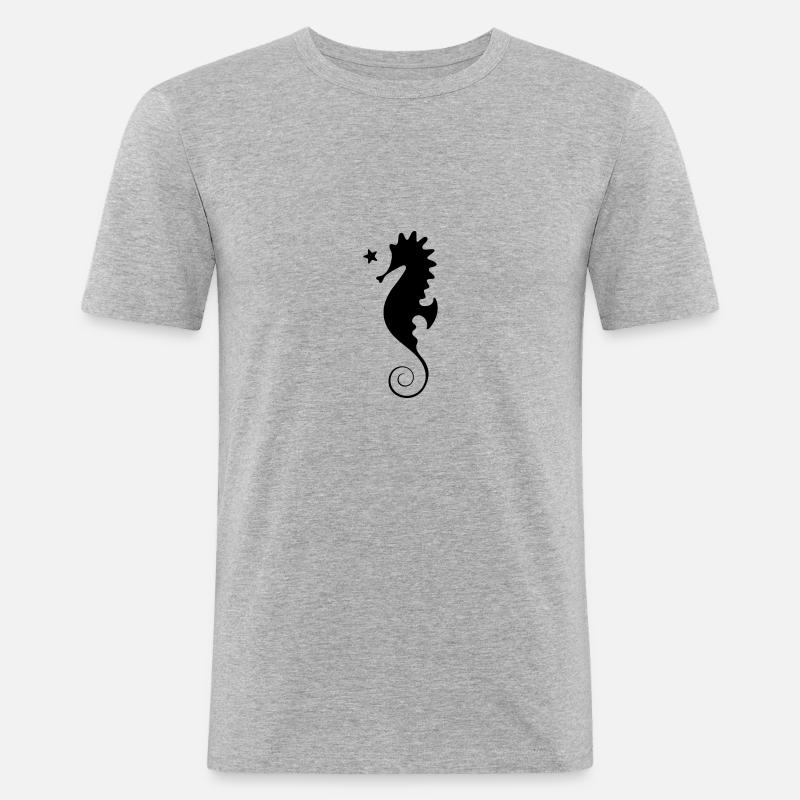 Seepferdchen - Männer Slim Fit T-Shirt - Grau meliert