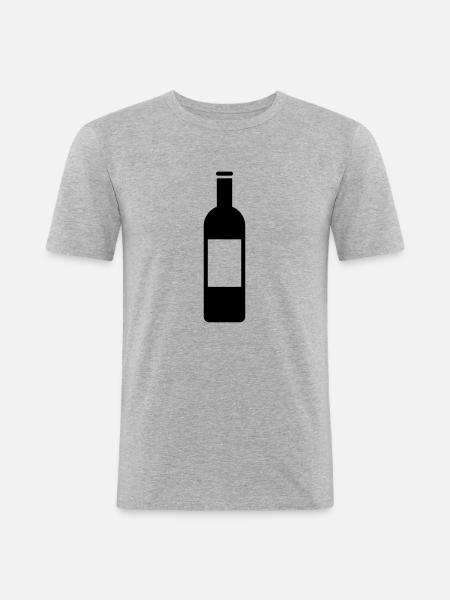 Wein Weinflasche - Männer Slim Fit T-Shirt - Grau meliert