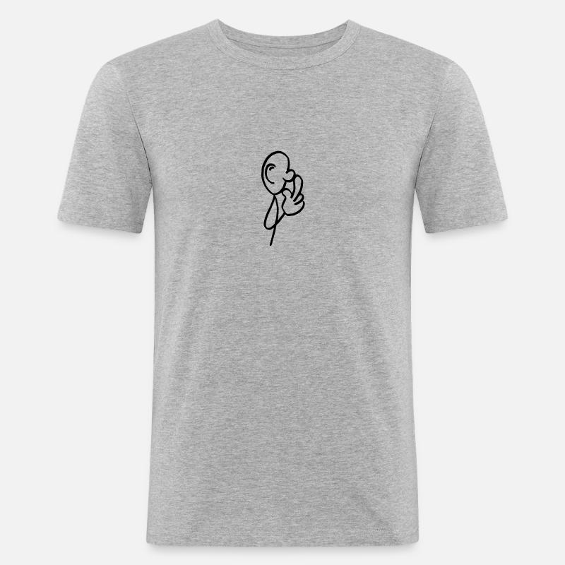 Thinking - Männer Slim Fit T-Shirt - Grau meliert