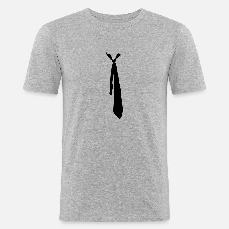 Schlips - Krawatte - Männer Slim Fit T-Shirt - Grau meliert