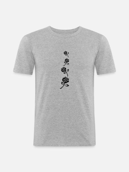 Rosenranke2 - Männer Slim Fit T-Shirt - Grau meliert