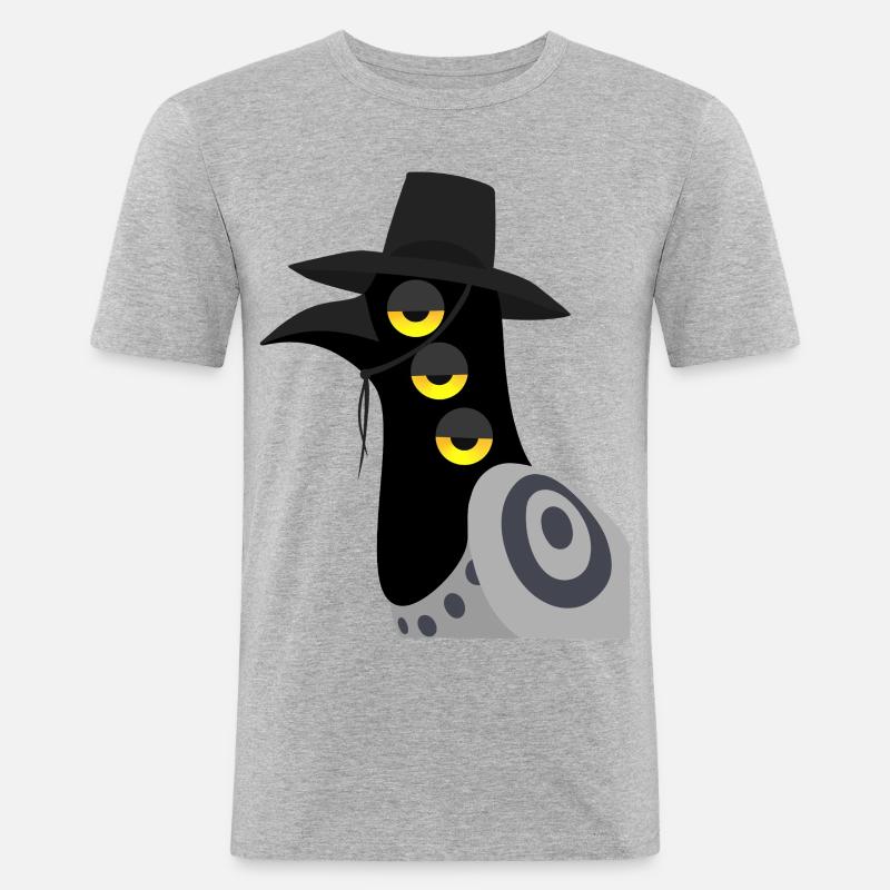 Dämonischer Vogel skeptisch - Männer Slim Fit T-Shirt - Grau meliert