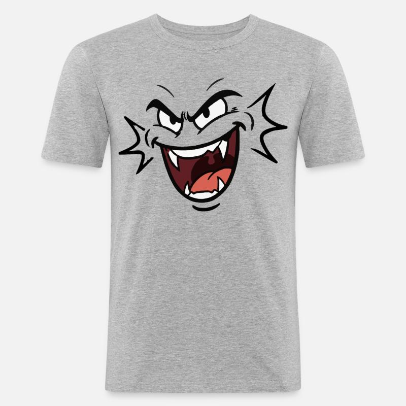 Funny vampire face laughing pattern comic - Men's Slim Fit T-Shirt - heather grey