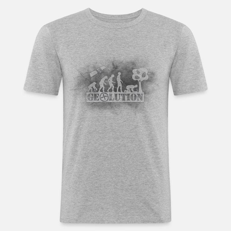 Geolution-dark-grunge - Männer Slim Fit T-Shirt - Grau meliert