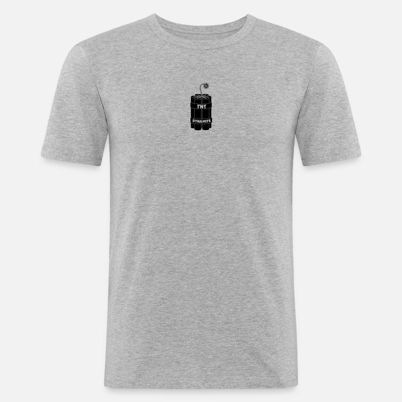 Sieben brennende Dynamitstangen - Männer Slim Fit T-Shirt - Grau meliert