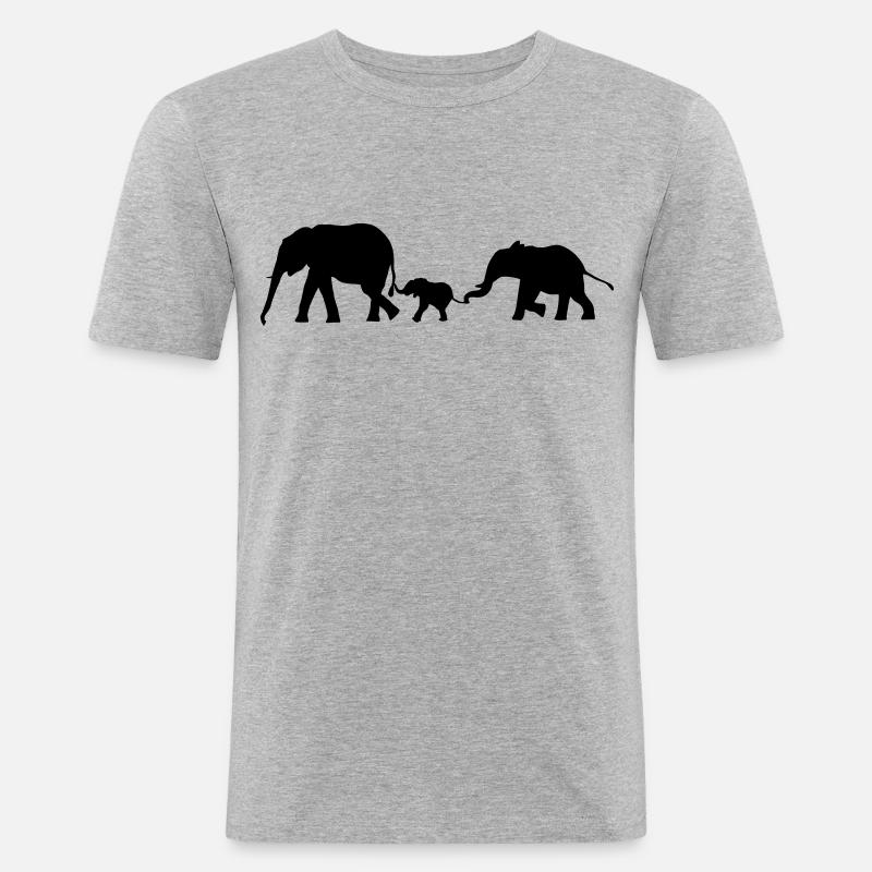 Elefanten, Elefant - Männer Slim Fit T-Shirt - Grau meliert