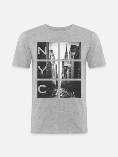 New York Squares - Men's Slim Fit T-Shirt - heather grey