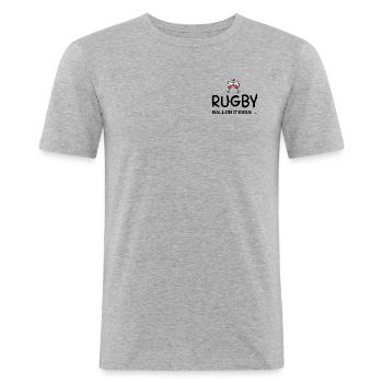 Rugby alcool humour - T-shirt près du corps Homme - gris chiné - Devant - Nik (191cm)