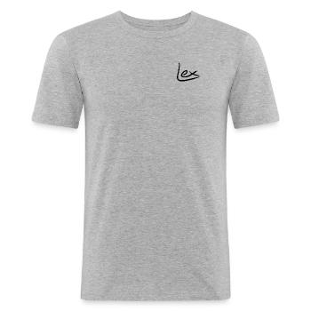 LEX Font Black - Men's Slim Fit T-Shirt - heather grey - Front - Nik (191cm)