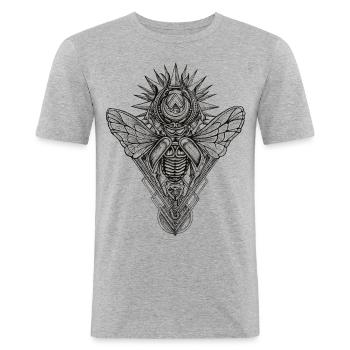 Stag Beetle - Mannen slim fit T-shirt - grijs gemêleerd - Voor - Nik (191cm)