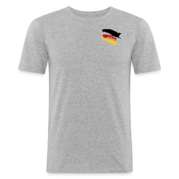 Deutschlandflagge - Pinsel Streifen - Männer Slim Fit T-Shirt - Grau meliert - Vorne - Nik (191cm)