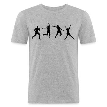 Happy People - Männer Slim Fit T-Shirt - Grau meliert - Vorne - Nik (191cm)