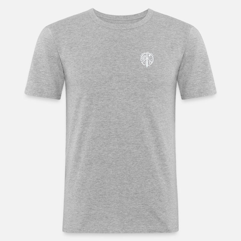 Frieden statt Krieg - Männer Slim Fit T-Shirt - Grau meliert