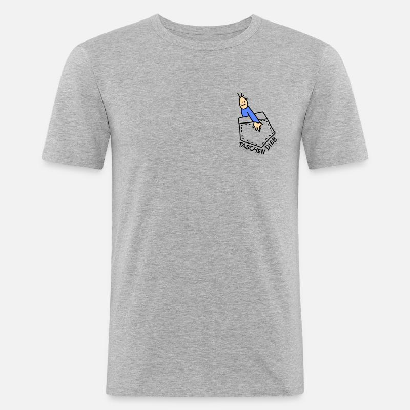 Dieb lustig (b) - Männer Slim Fit T-Shirt - Grau meliert