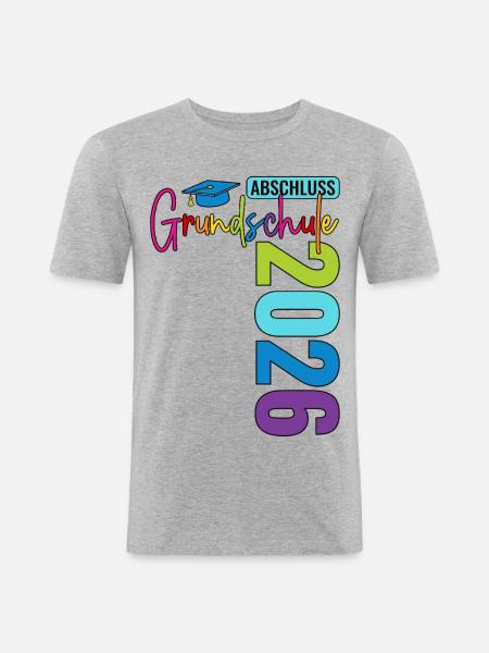 Abschluss Grundschule 2026 - Männer Slim Fit T-Shirt - Grau meliert