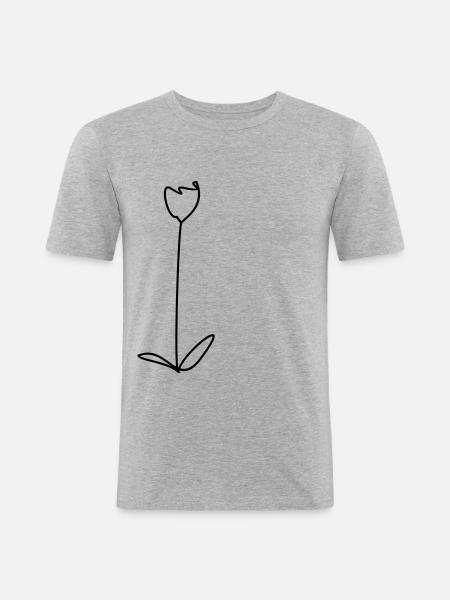 Tulpe - Design-Farbe wählbar - Männer Slim Fit T-Shirt - Grau meliert
