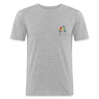 Papageien - Männer Slim Fit T-Shirt - Grau meliert - Vorne - Nik (191cm)