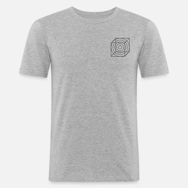 Circle Cube Minimalism - Männer Slim Fit T-Shirt - Grau meliert