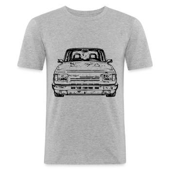 Wartburg 1.3 - Männer Slim Fit T-Shirt - Grau meliert - Vorne - Nik (191cm)