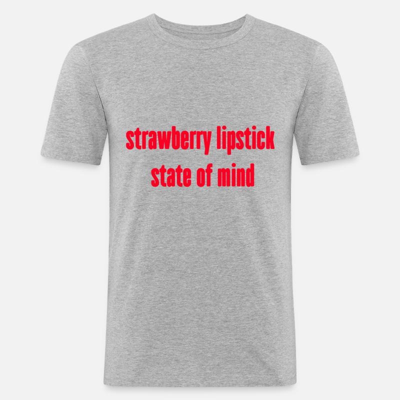 Erdbeer-Lippenstift-Geisteszustand - Männer Slim Fit T-Shirt - Grau meliert
