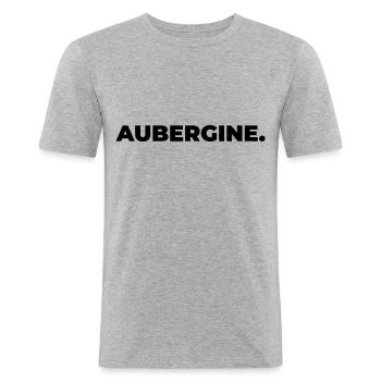Aubergine - Männer Slim Fit T-Shirt - Grau meliert - Vorne - Nik (191cm)