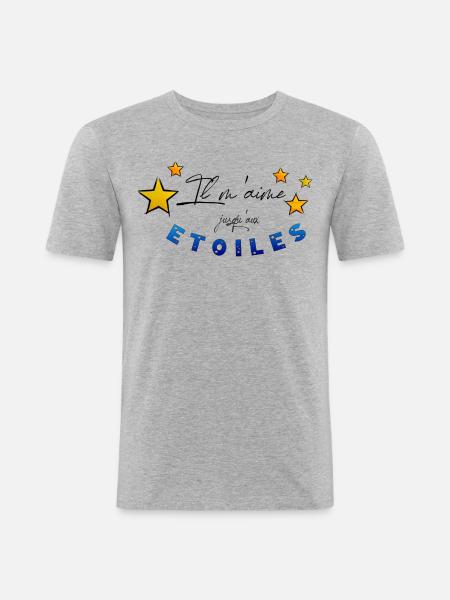 Il m'aime - T-shirt près du corps Homme - gris chiné