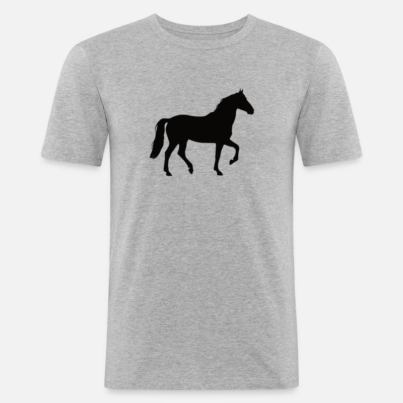 Ich mag Pferde - Männer Slim Fit T-Shirt - Grau meliert