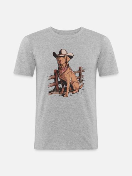 Foxred Labrador Cowboy - Men's Slim Fit T-Shirt - heather grey