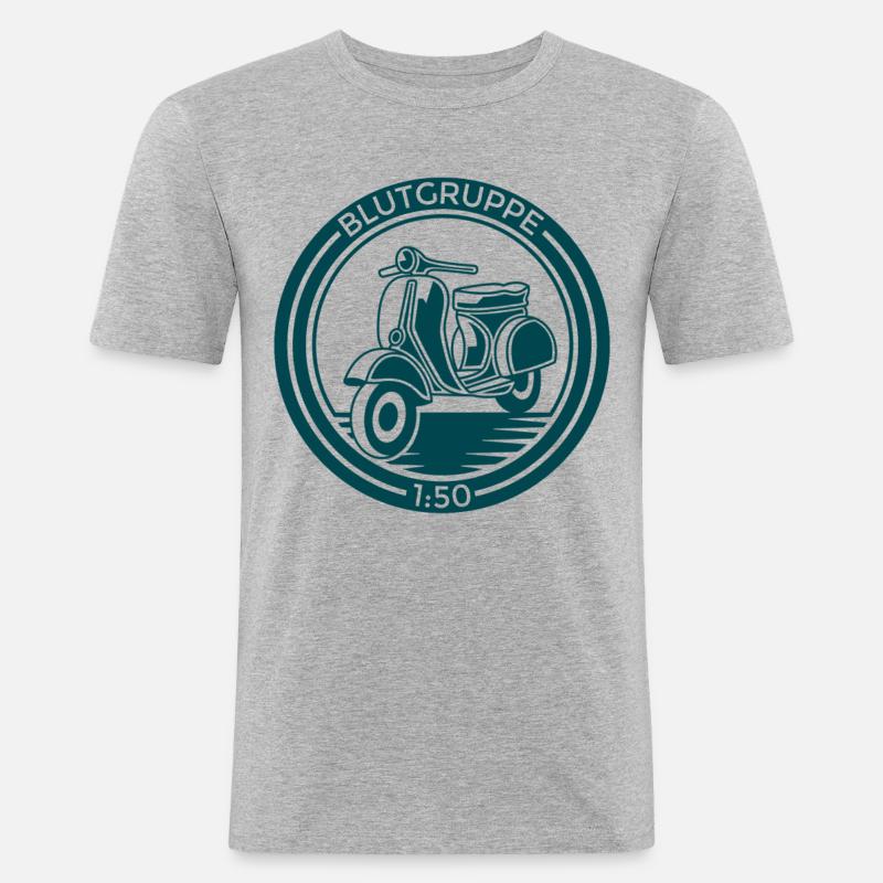Zweitakter Roller Geschenk Gemisch - Männer Slim Fit T-Shirt - Grau meliert