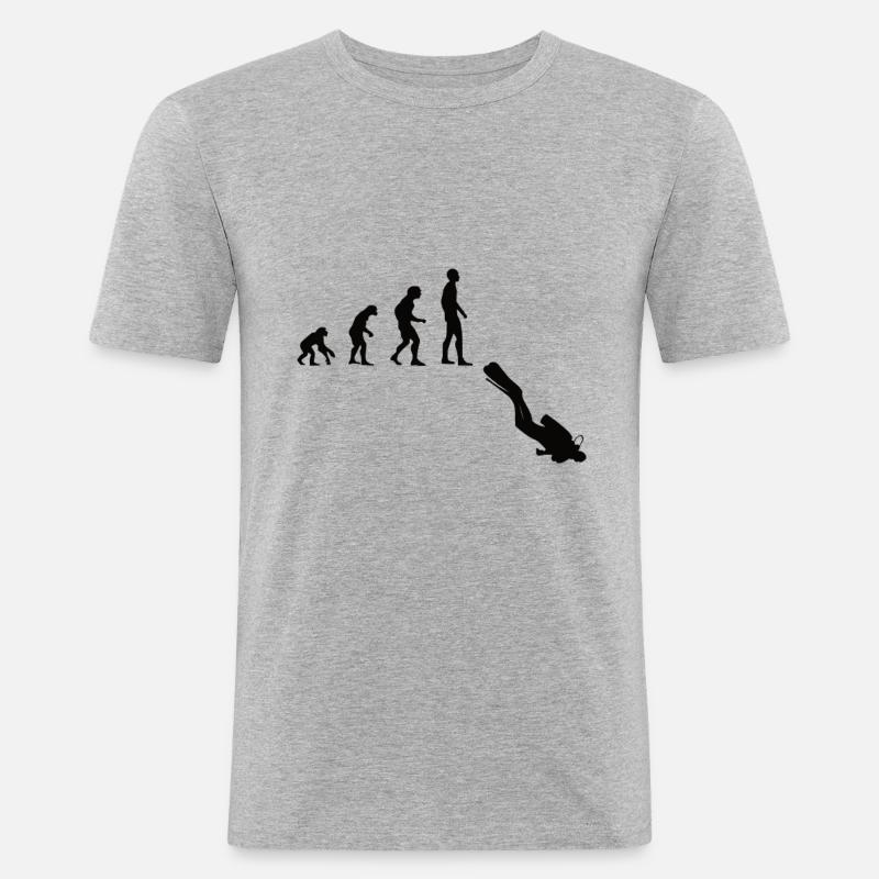 Tauchen Evolution | Menschen Entwicklung Idee - Männer Slim Fit T-Shirt - Grau meliert