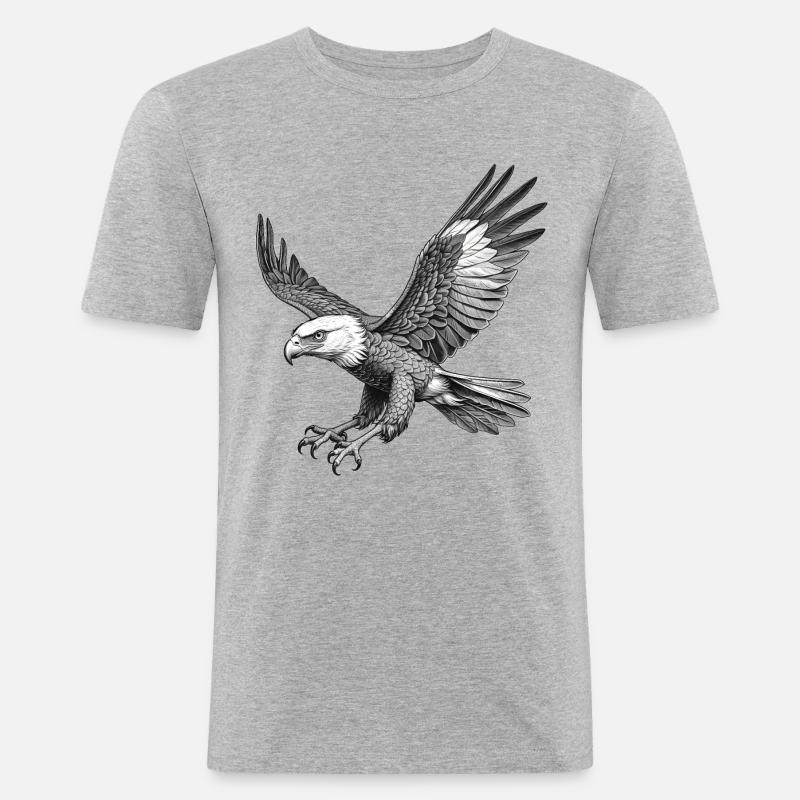 Flying Eagle, Graphic - Men's Slim Fit T-Shirt - heather grey